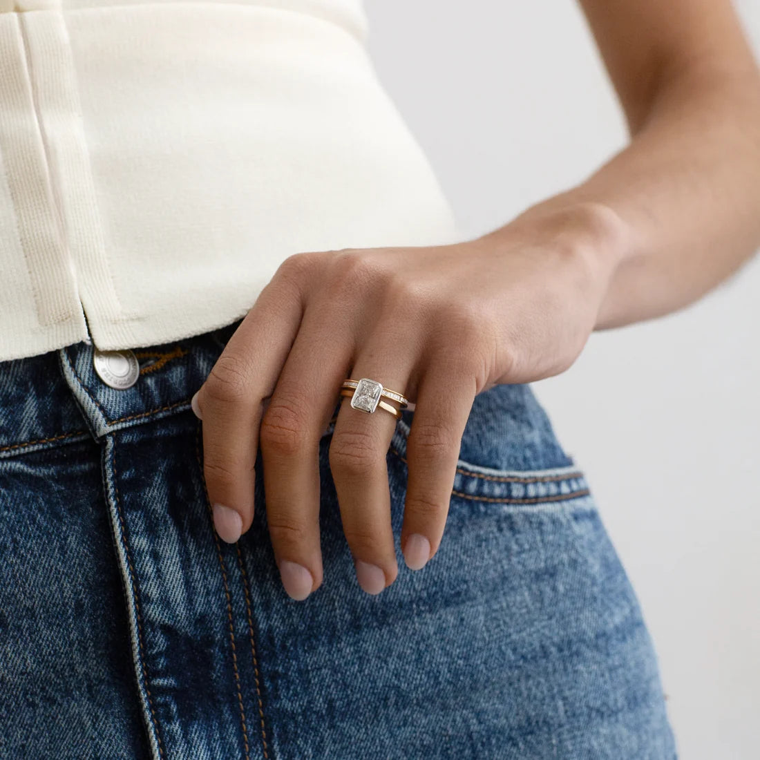 2.09 carat Gold & Platinum Radiant Cut Ring