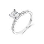 14 karat white gold 1.38ct Cushion Cut Solitaire Diamond Ring